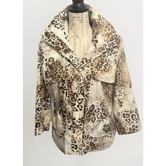 Multiples Animal Print Button Front Jacket Women’s Small Stretch Cotton Blend - Picture 6 of 10